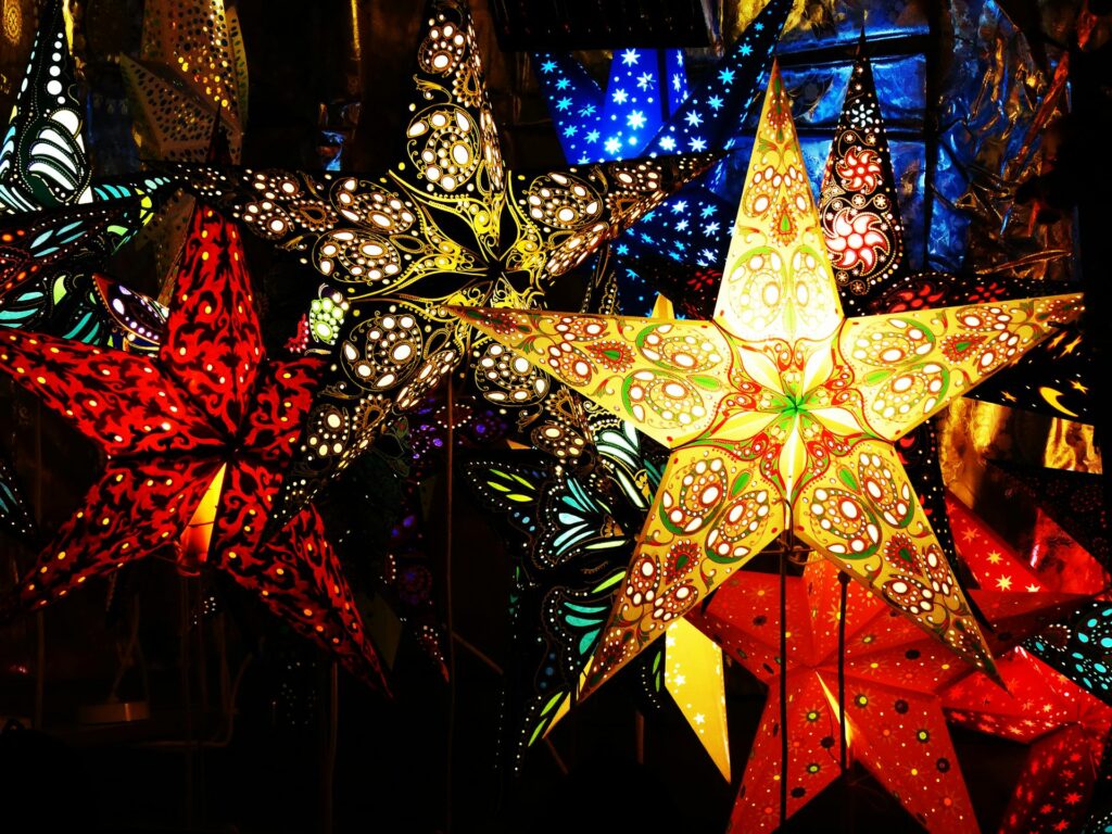 star-shaped paper lanterns